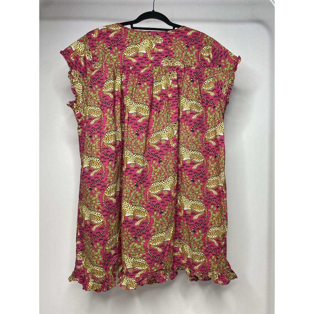 Printfresh Bagheera Pintuck Sleep Dress Women's Plus 1X Cotton Pink Leopard - Picture 5 of 7